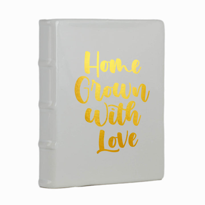 White Book Planter with Decal 21cm(h)