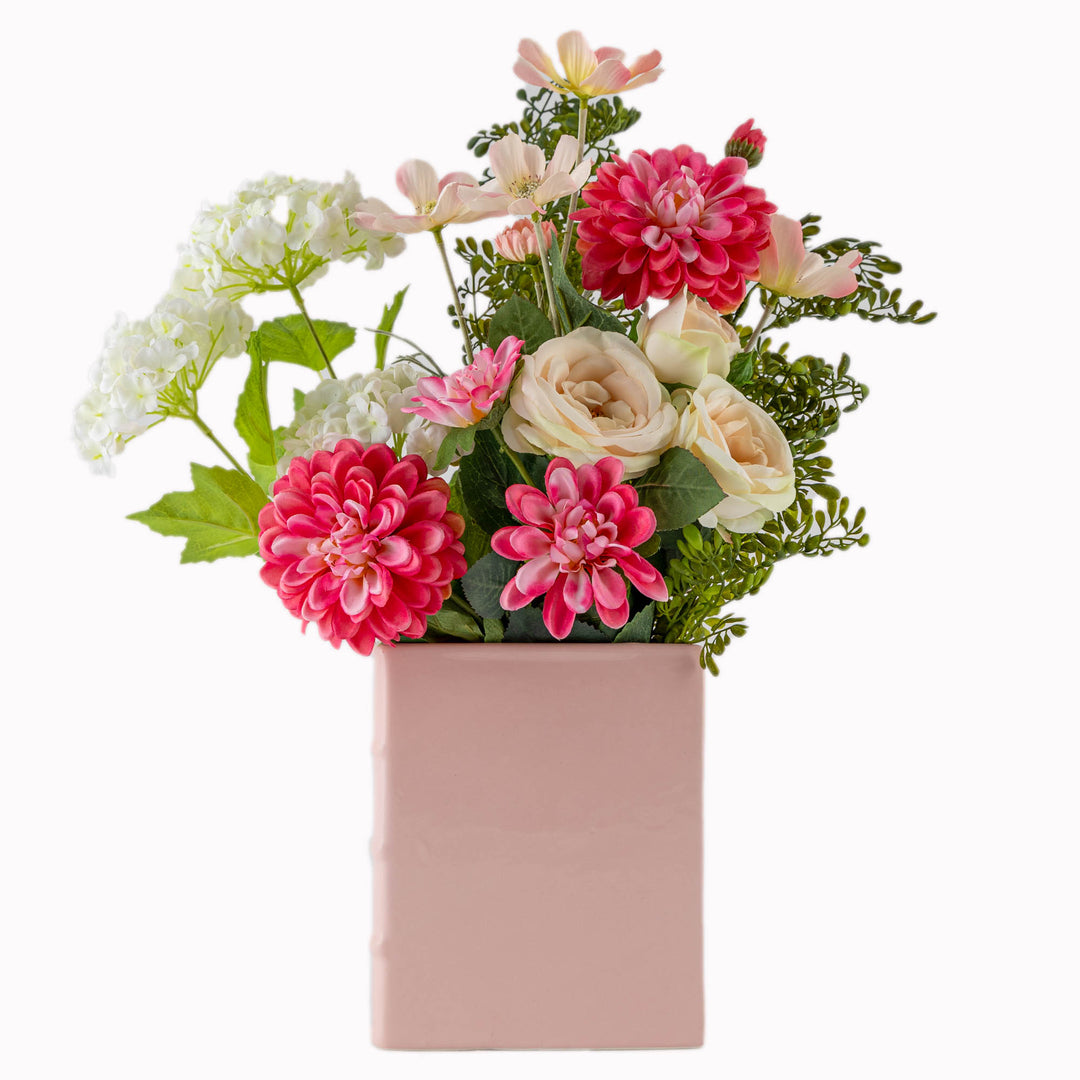 Pink Book Planter with Decal 21cm(h)