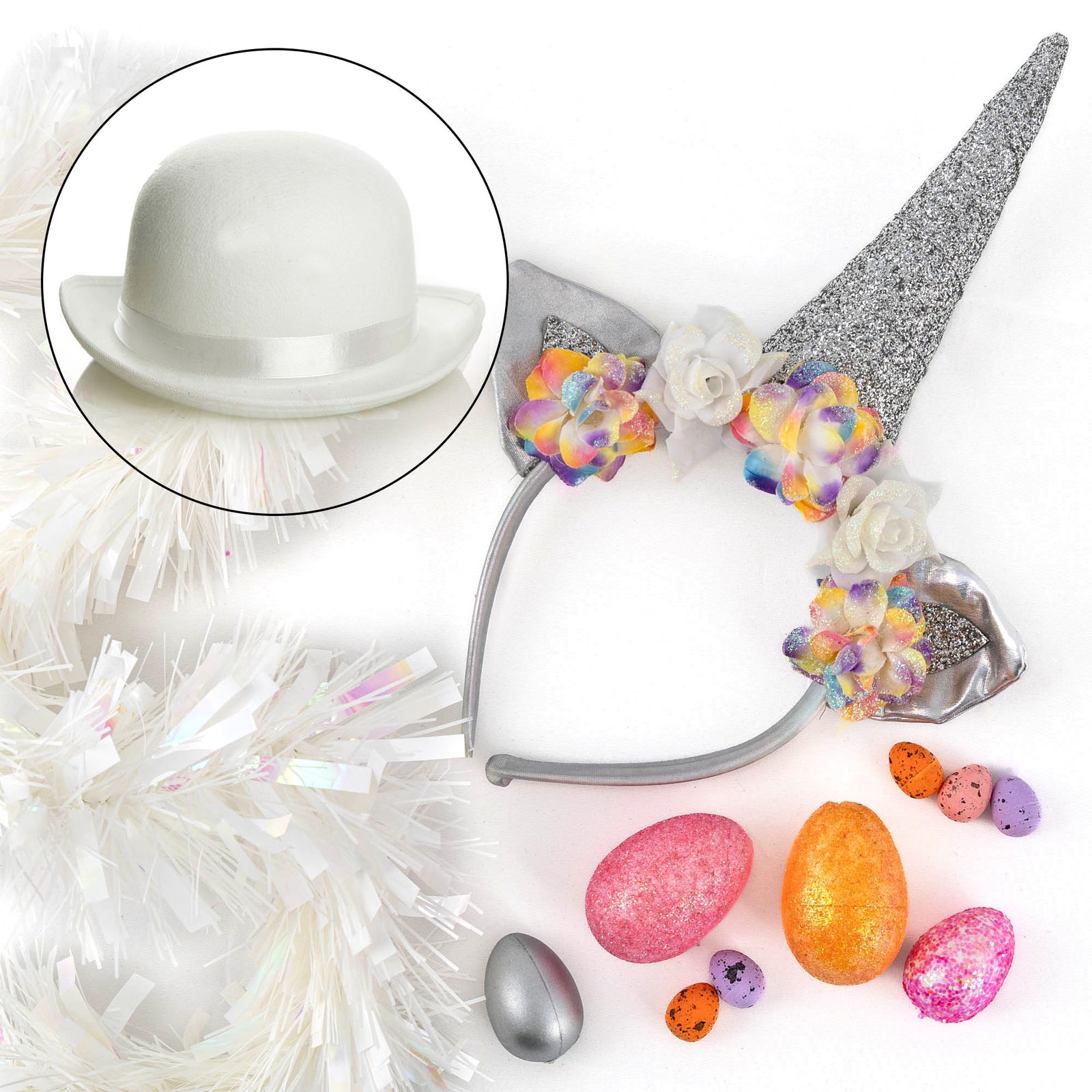 DIY White and Silver Unicorn Easter Hat Kit