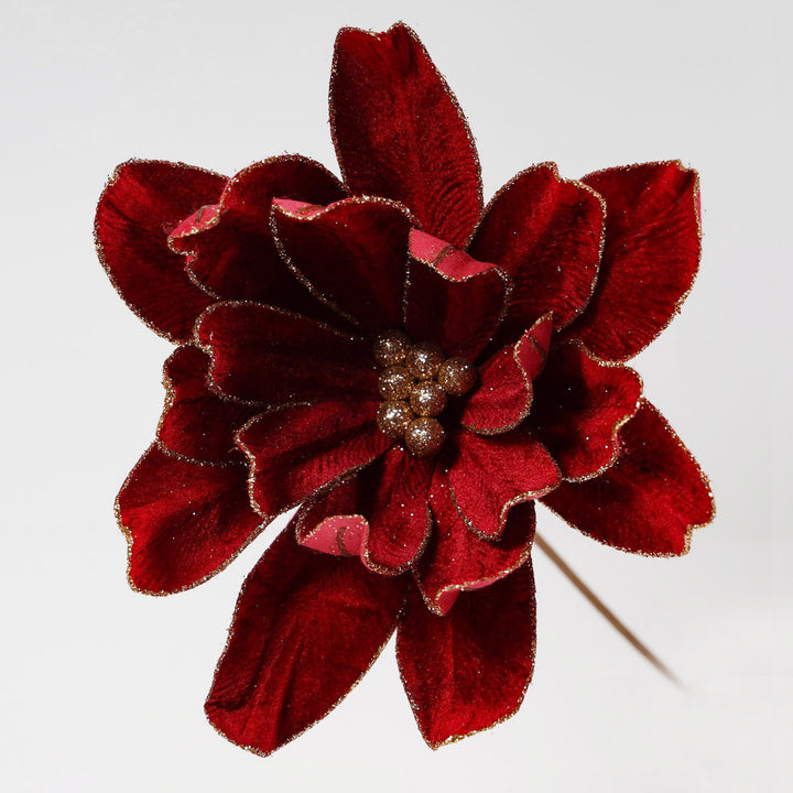 Velvet Burgundy Flower Stem with Rose Gold Detail - 31cm (L)
