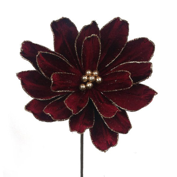 Velvet Burgundy Flower Stem with Rose Gold Detail - 31cm (L)