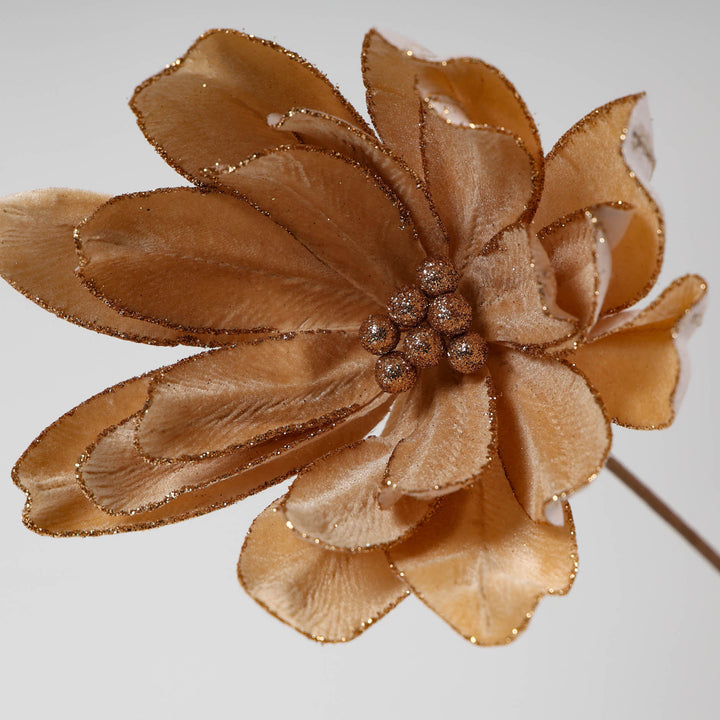 Velvet Champagne Flower Stem with Rose Gold Detail - 31cm (L)