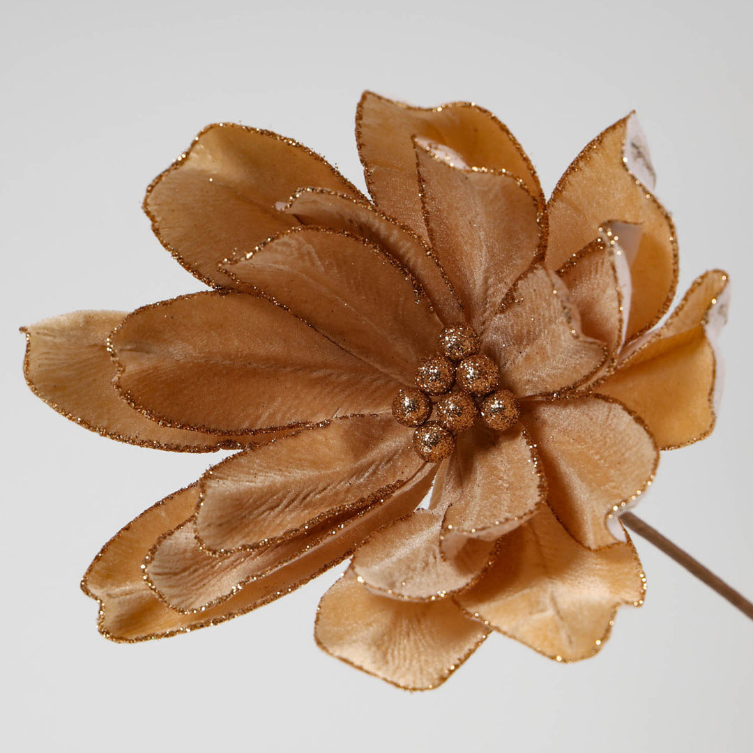 Velvet Champagne Flower Stem with Rose Gold Detail - 31cm (L)