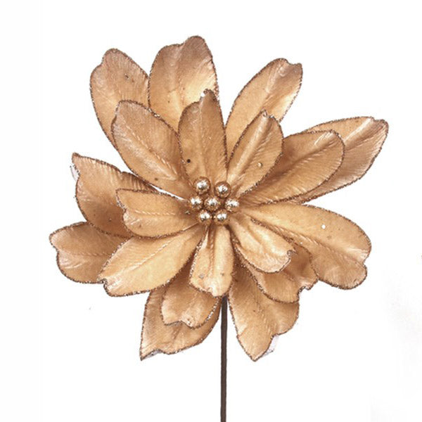 Velvet Champagne Flower Stem with Rose Gold Detail - 31cm (L)