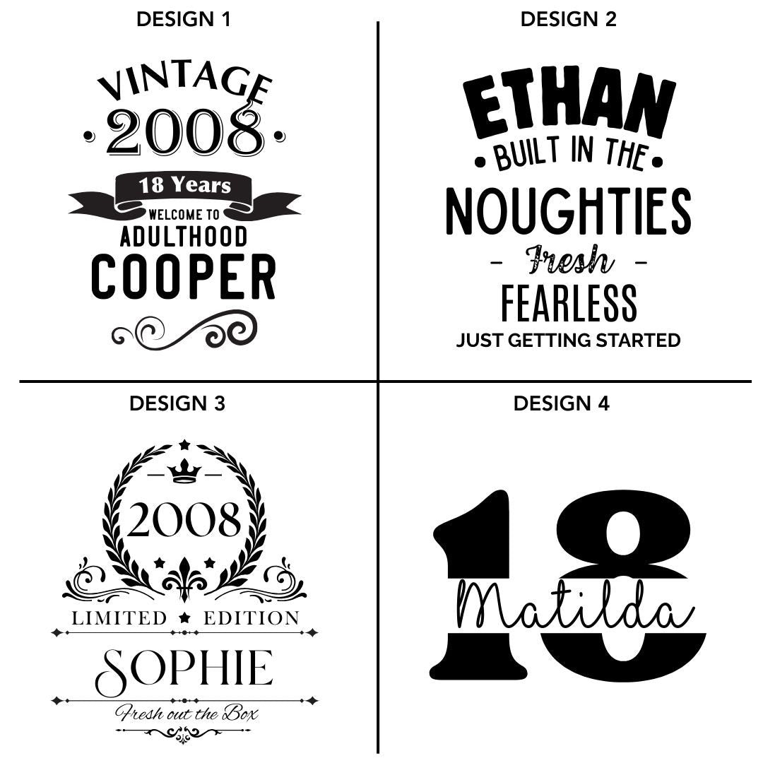Personalised 18th Milestone Birthday Wine Glass – Vintage Design Laser Etched