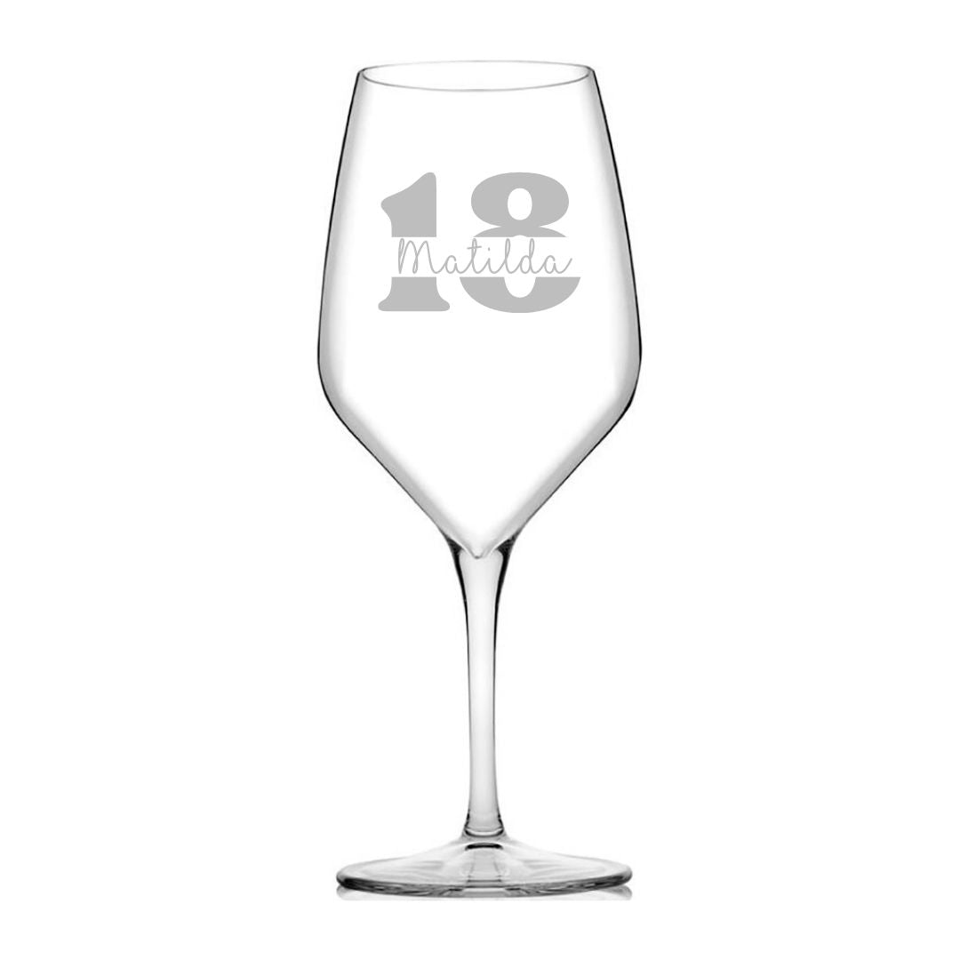 Personalised 18th Milestone Birthday Wine Glass – Vintage Design Laser Etched