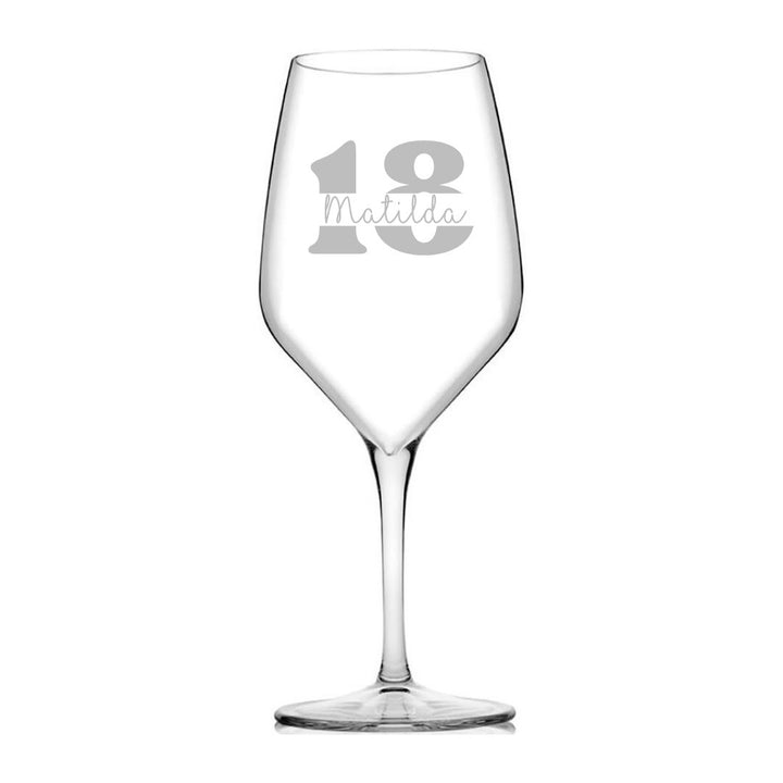 Personalised 18th Milestone Birthday Wine Glass – Vintage Design Laser Etched
