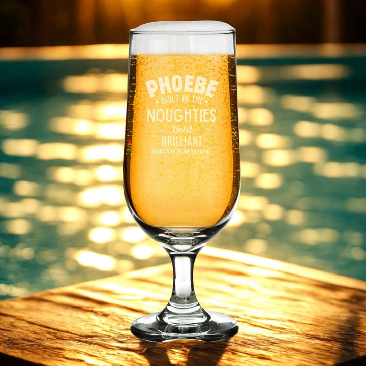 Personalised 21st Milestone Birthday Beer Glass – Vintage Design Laser Etched