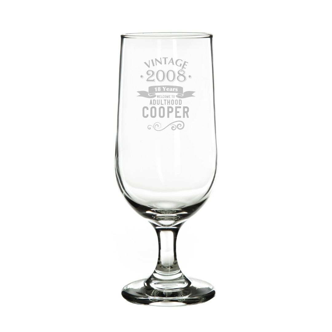 Personalised 18th Birthday Laser Etched Beer Glass 