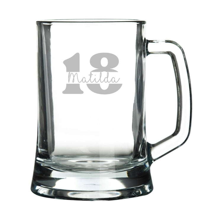 Personalised 18th Milestone Birthday Beer Tankard – Vintage Design Laser Etched