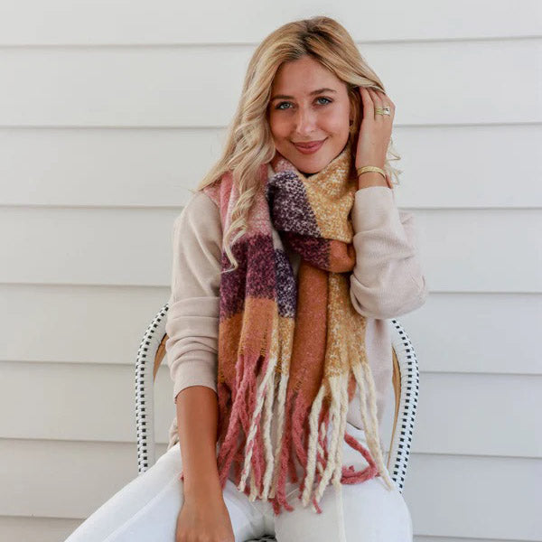 Vintage Rose Knit Wrap Scarf