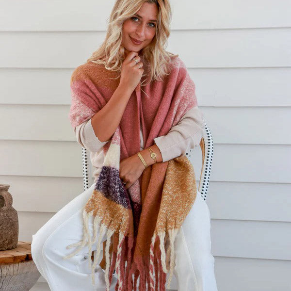 Vintage Rose Knit Wrap Scarf