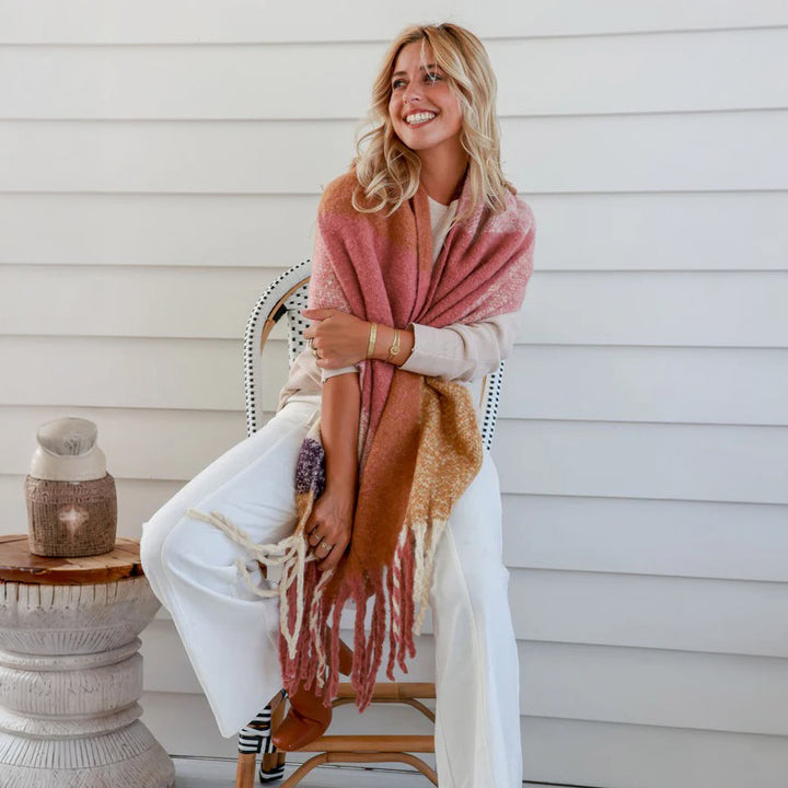 Vintage Rose Knit Wrap Scarf