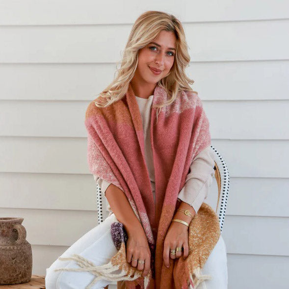 Vintage Rose Knit Wrap Scarf
