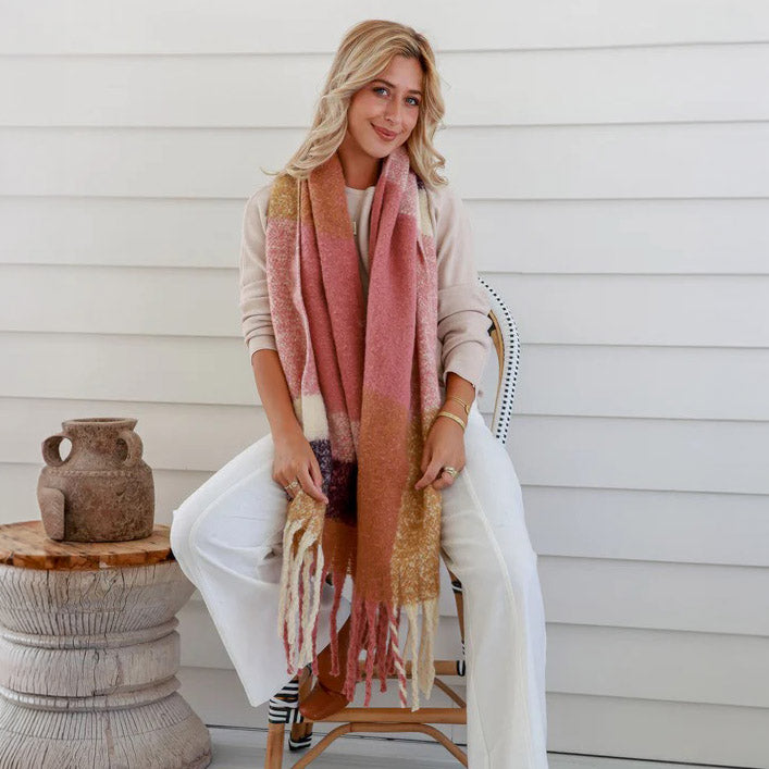 Vintage Rose Knit Wrap Scarf