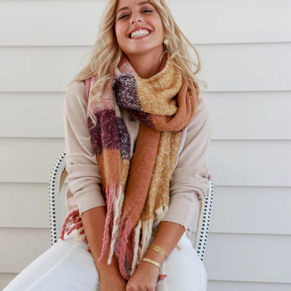 Vintage Rose Knit Wrap Scarf