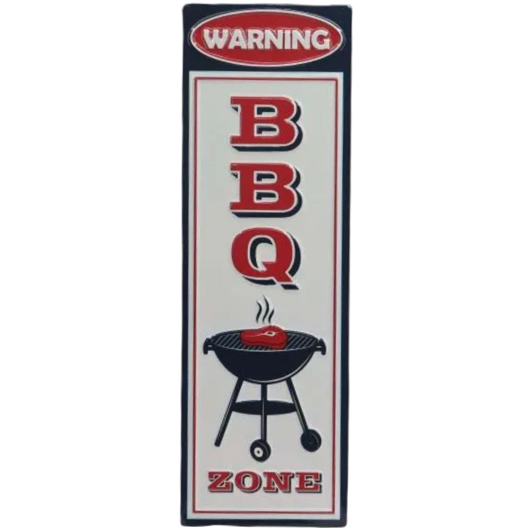 Warning BBQ Zone Sign 19cmx58cm