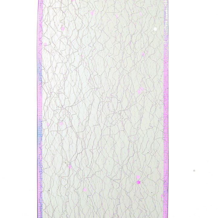 White Iridescent Spider Mesh Wired Christmas Ribbon Garland