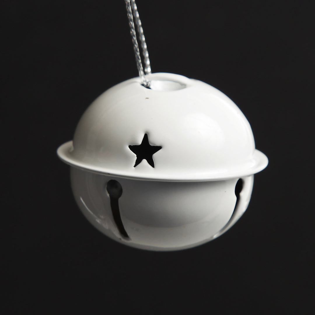 Rose Gold and White 4cm Jingle Bell Decorations - Box of 12