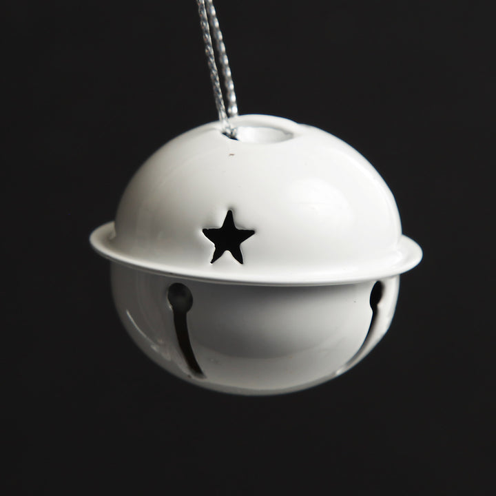 Rose Gold and White 4cm Jingle Bell Decorations - Box of 12