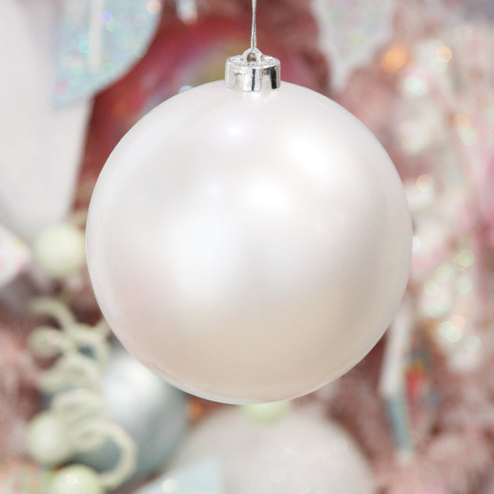 White Jumbo Shatterproof Christmas Bauble Decoration - Matt 20cm