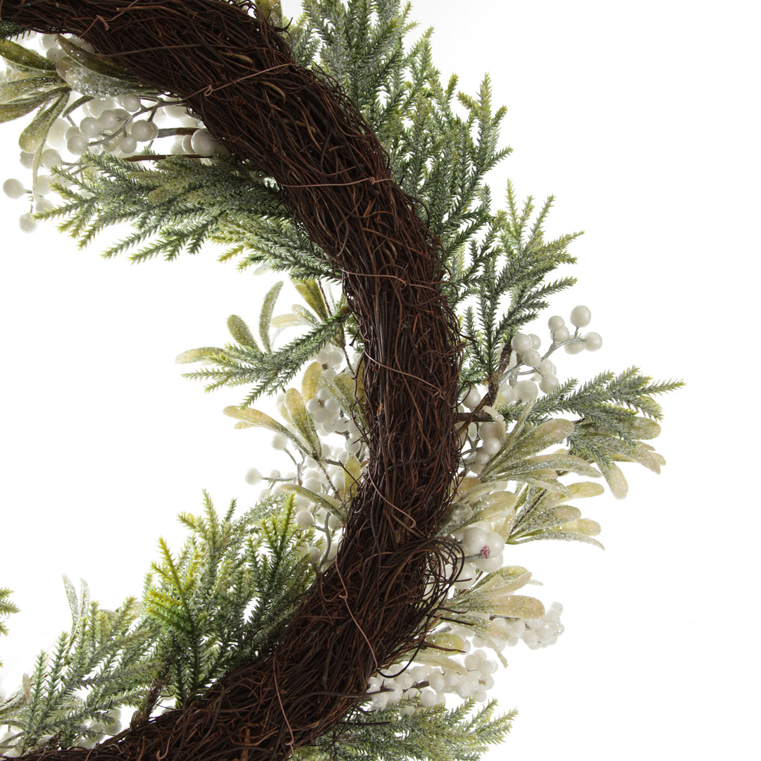 White Berry and Frosted Leaf Christmas Wreath