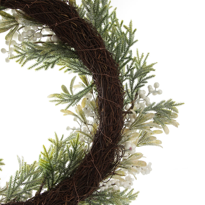 White Berry and Frosted Leaf Christmas Wreath