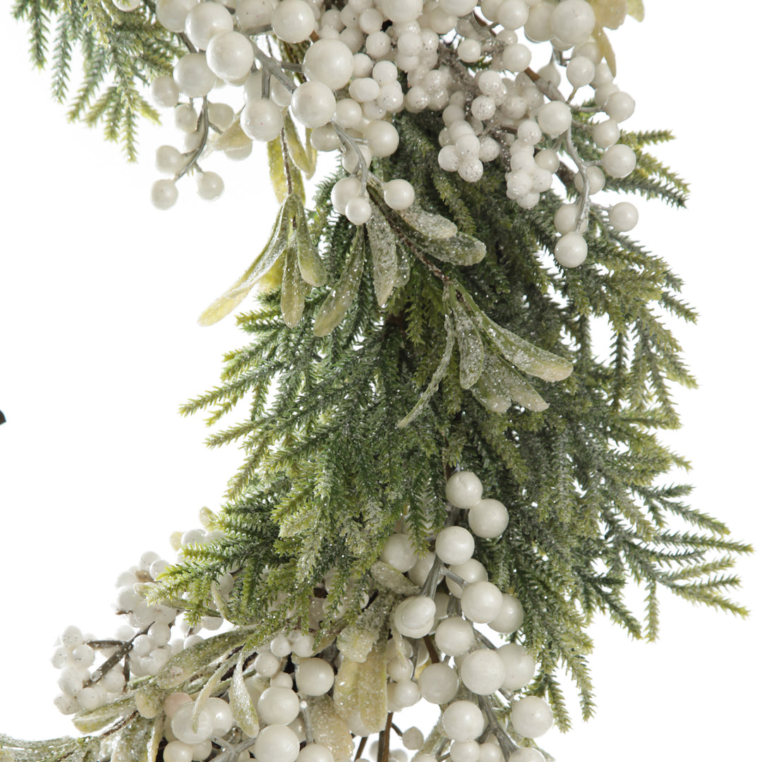 White Berry and Frosted Leaf Christmas Wreath