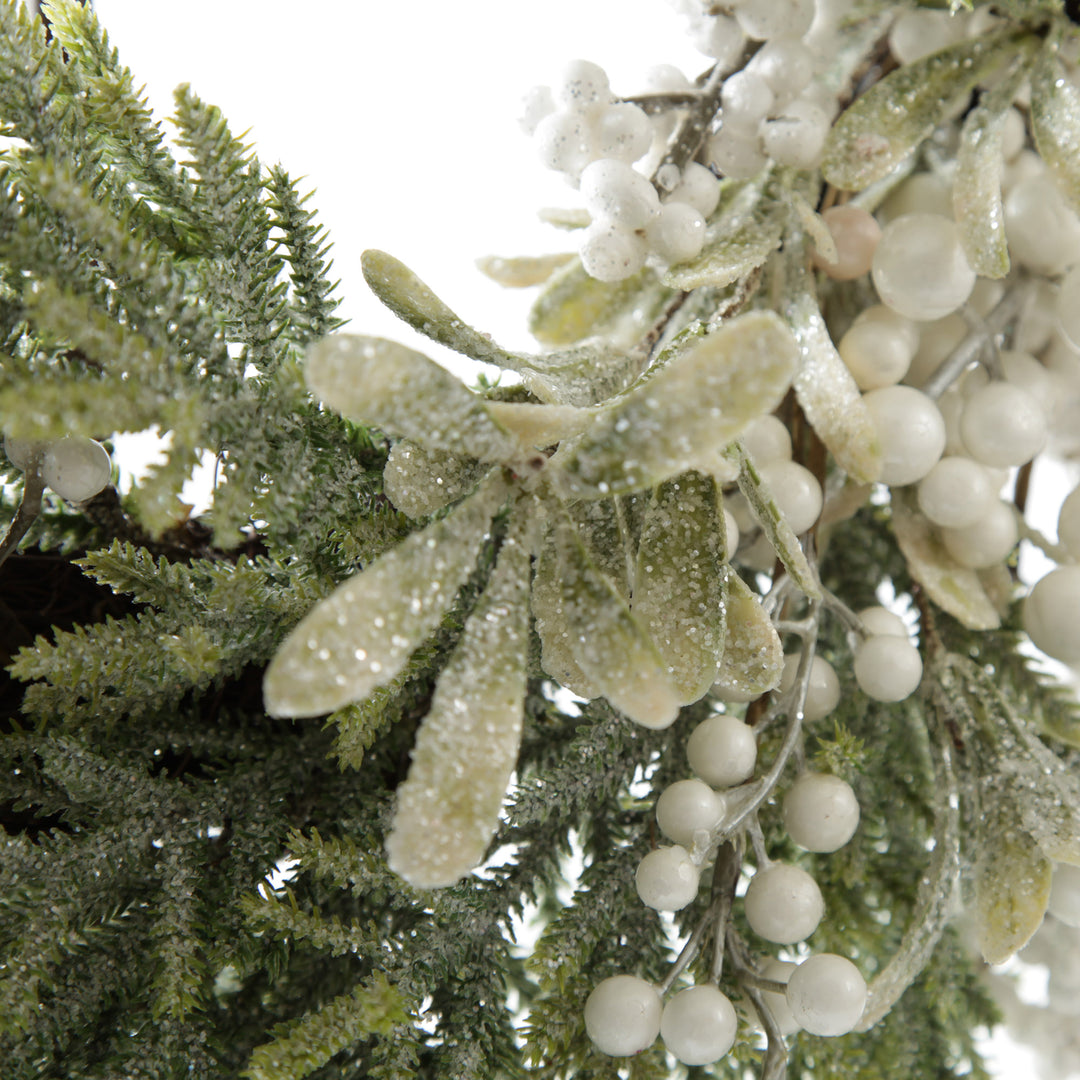 White Berry and Frosted Leaf Christmas Wreath