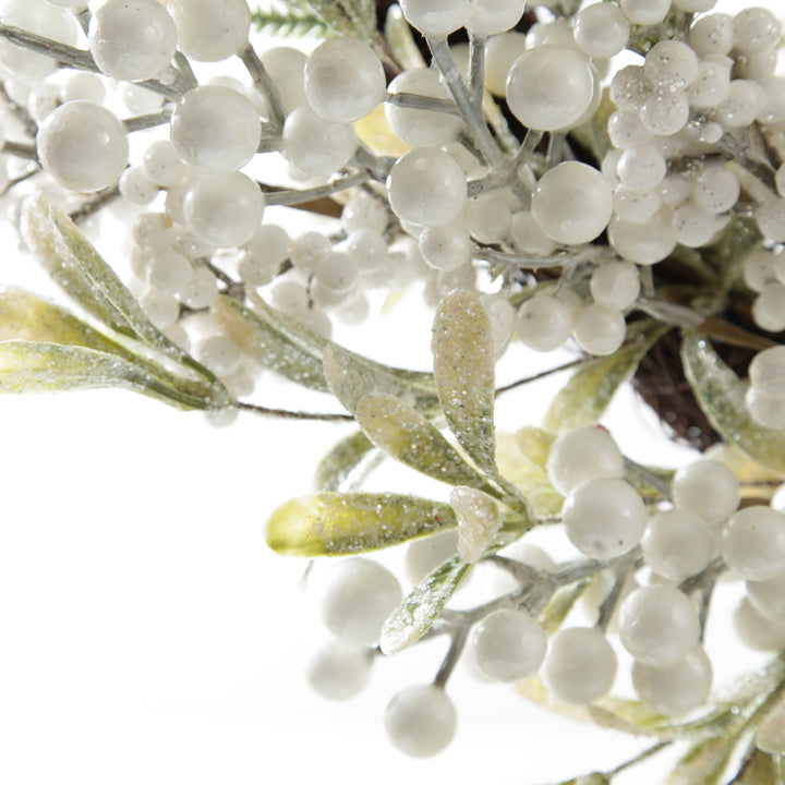 White Berry and Frosted Leaf Christmas Wreath
