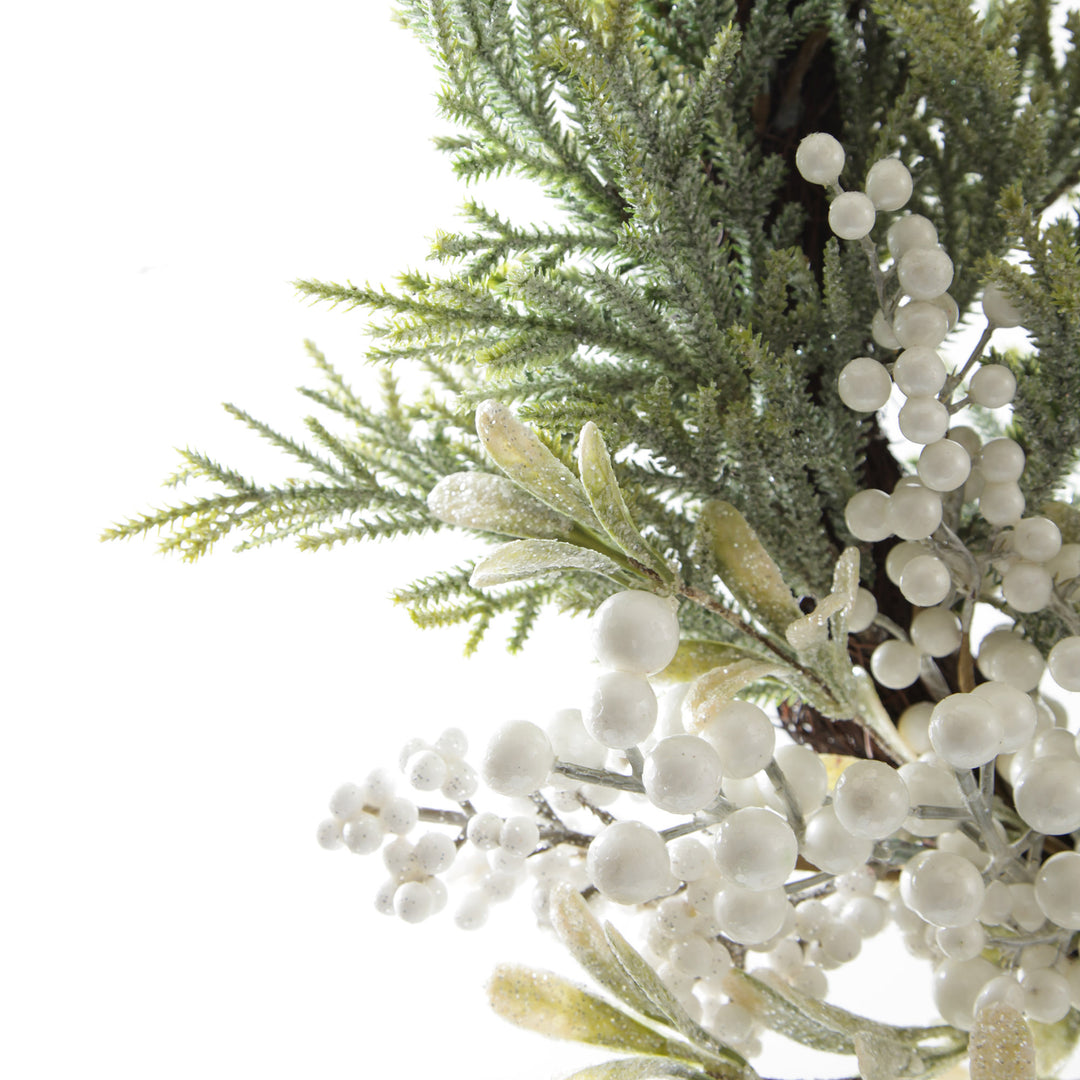 White Berry and Frosted Leaf Christmas Wreath