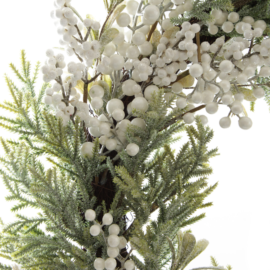 White Berry and Frosted Leaf Christmas Wreath