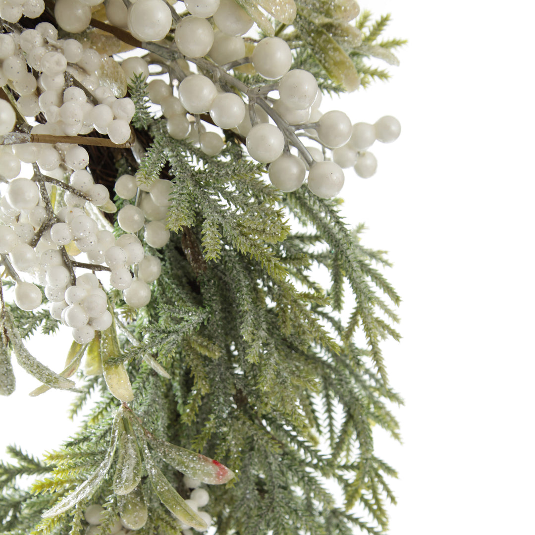 White Berry and Frosted Leaf Christmas Wreath