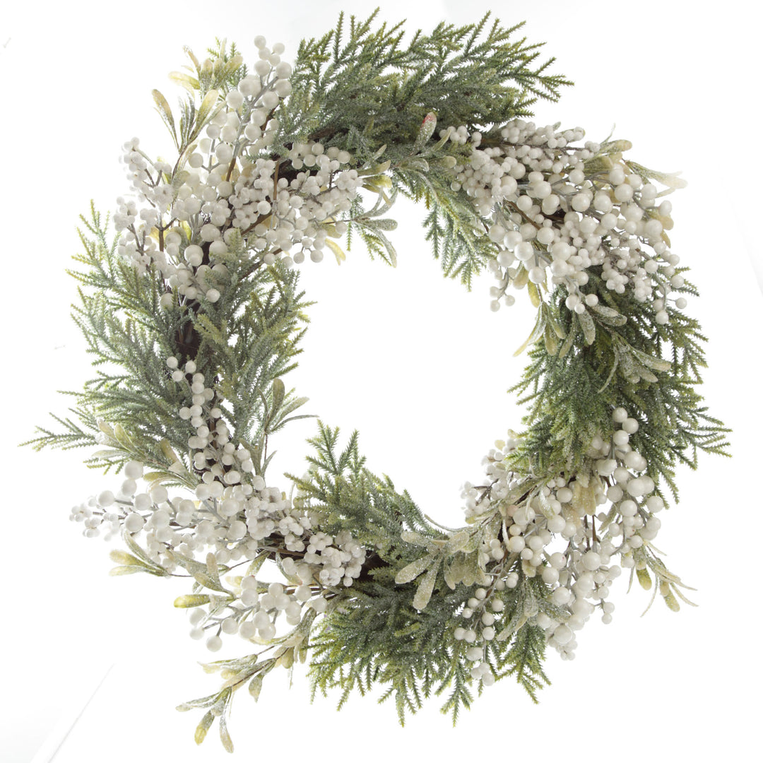 White Berry and Frosted Leaf Christmas Wreath