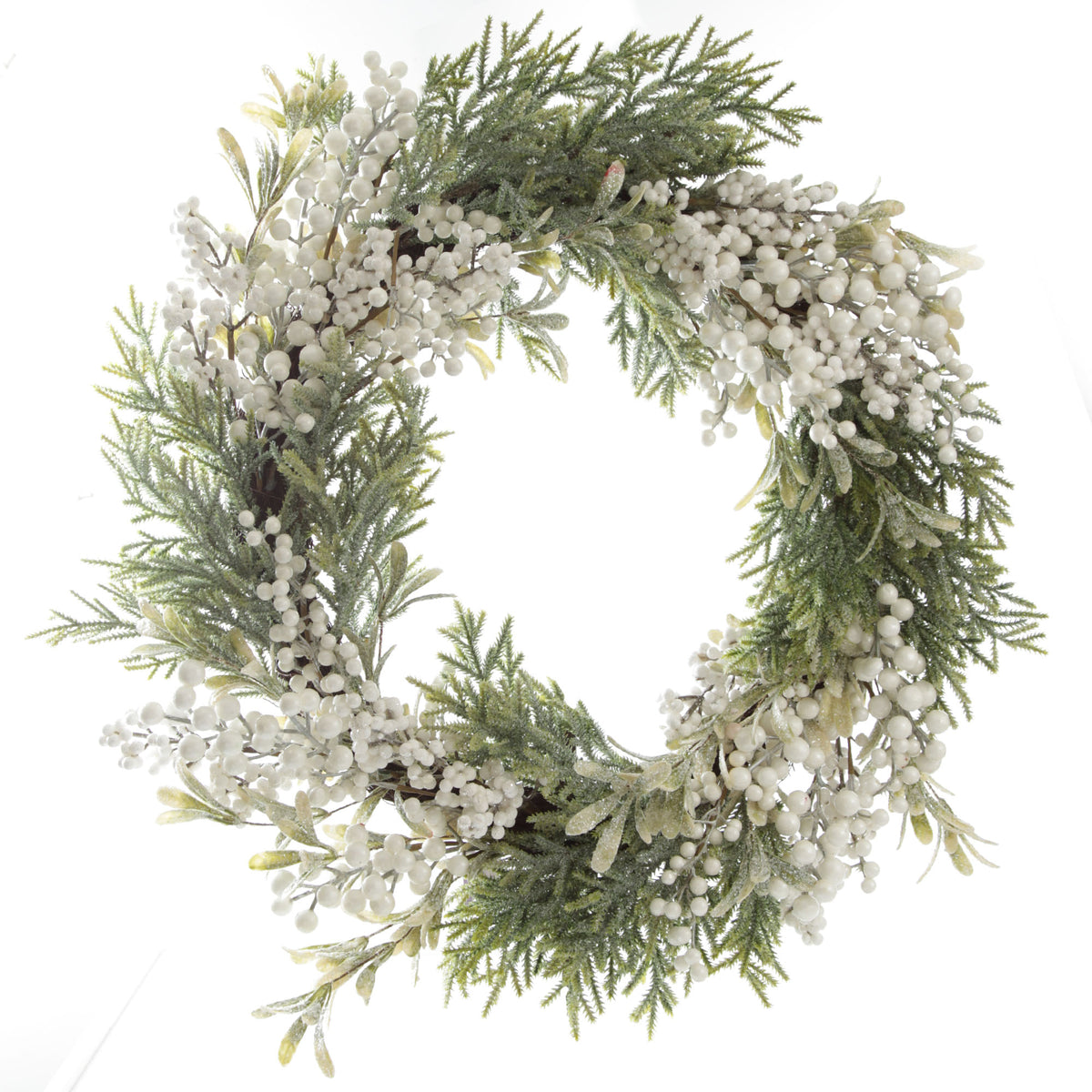 White Berry and Frosted Leaf Christmas Wreath
