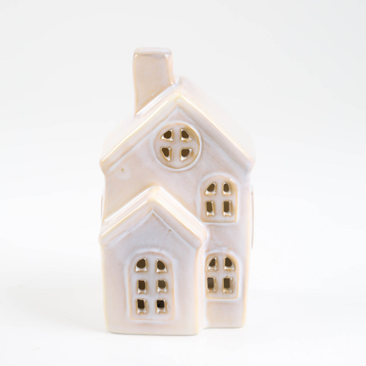 White Ceramic Light Up Christmas House - 14cm