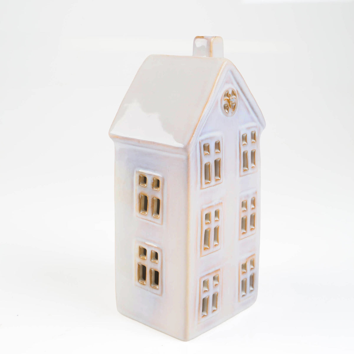 White Ceramic Light Up Christmas House - 24cm