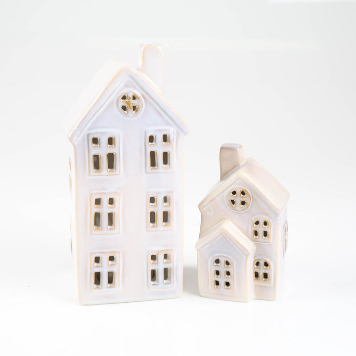 White Ceramic Light Up Christmas House - 24cm