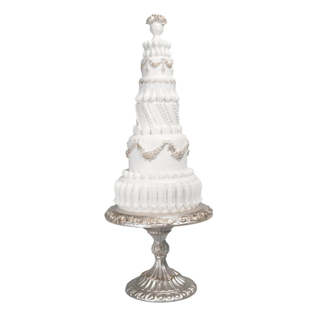 White Christmas Display Cake on Silver Stand 60cm