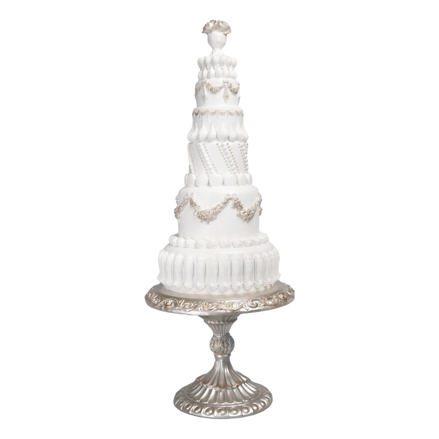 White Christmas Display Cake on Silver Stand 60cm