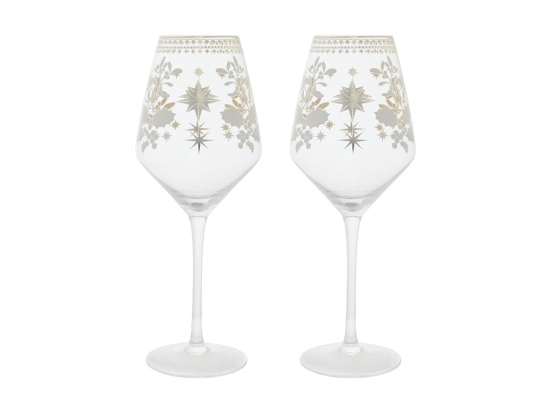 Maxwell and Williams - White Christmas Silver Wine Glass 500ml - Set of 2