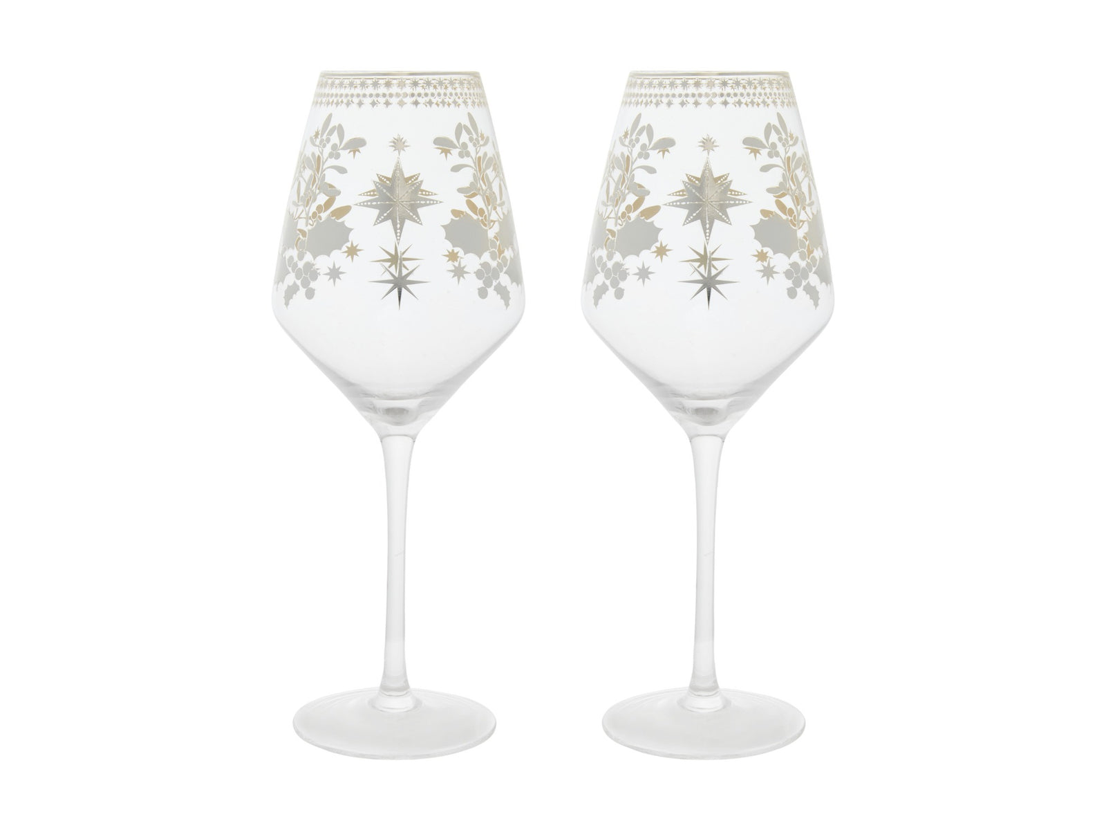 Maxwell and Williams - White Christmas Silver Wine Glass 500ml - Set of 2