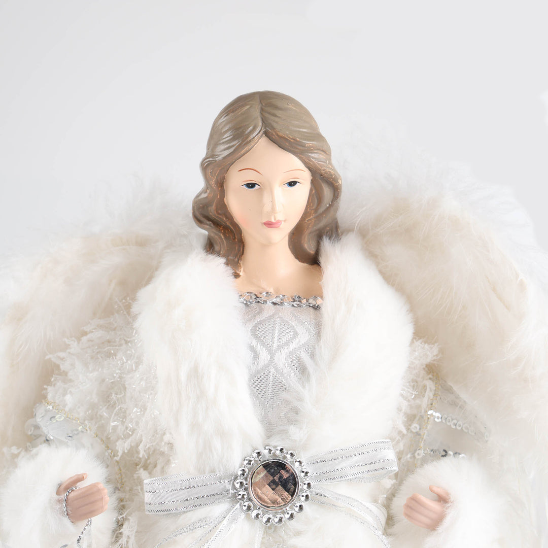 White Deluxe Angel Tree Topper Ornament - 40cm
