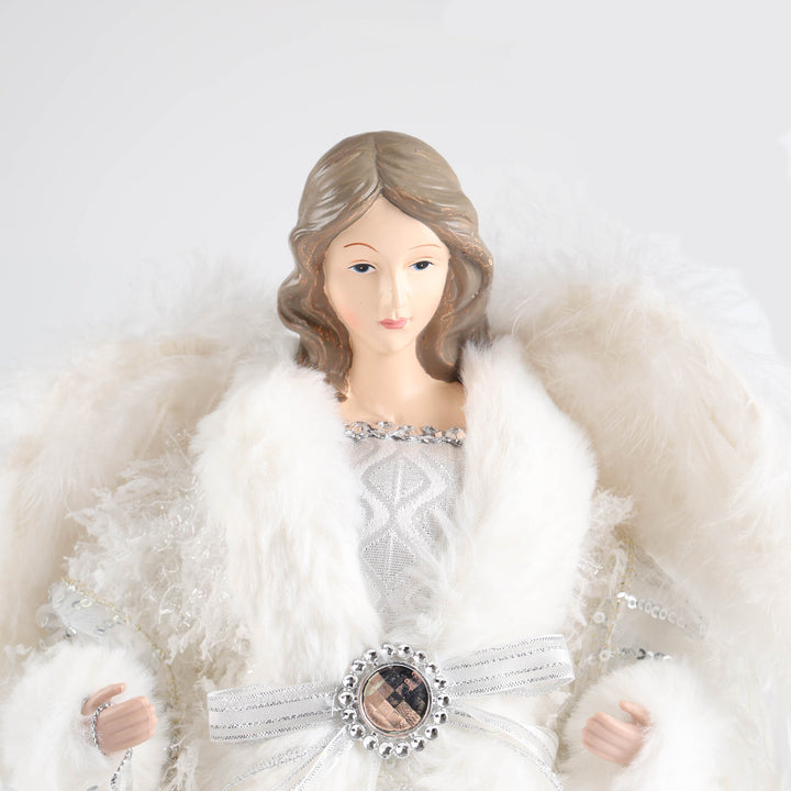 White Deluxe Angel Tree Topper Ornament - 40cm