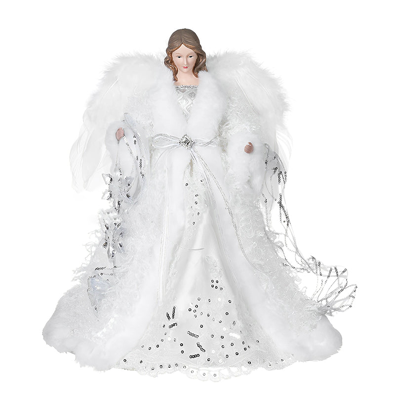 White Deluxe Angel Tree Topper Ornament - 40cm