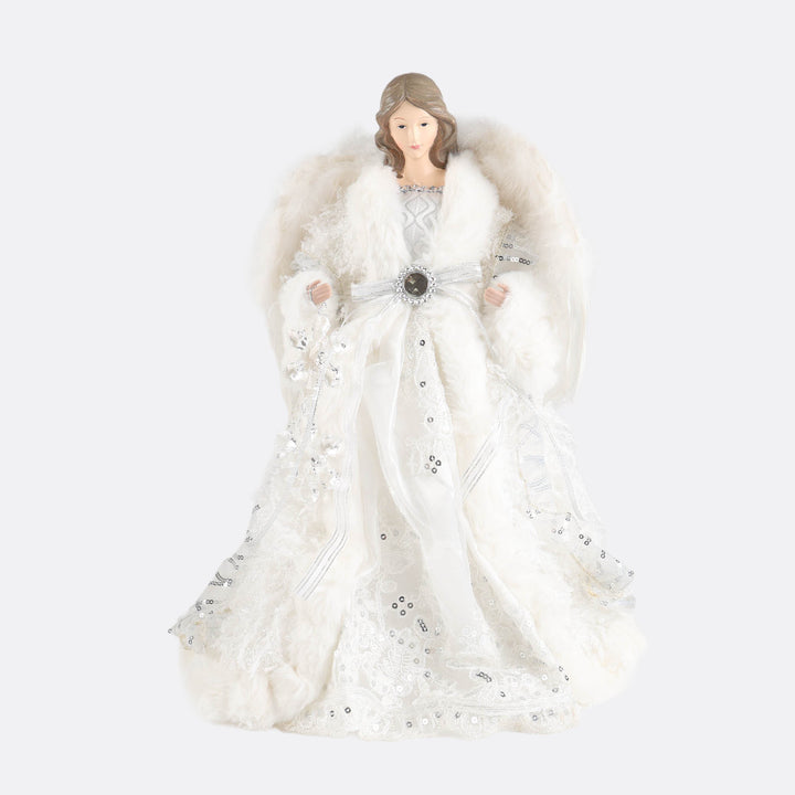 White Deluxe Angel Tree Topper Ornament - 40cm