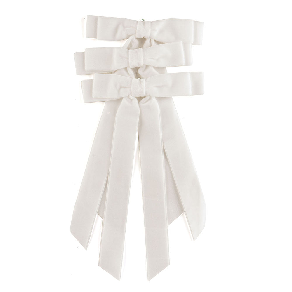 White Double Bow Clip 23cm - Set of 3