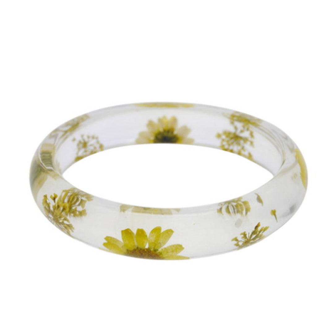 White Flower Resin Bangle