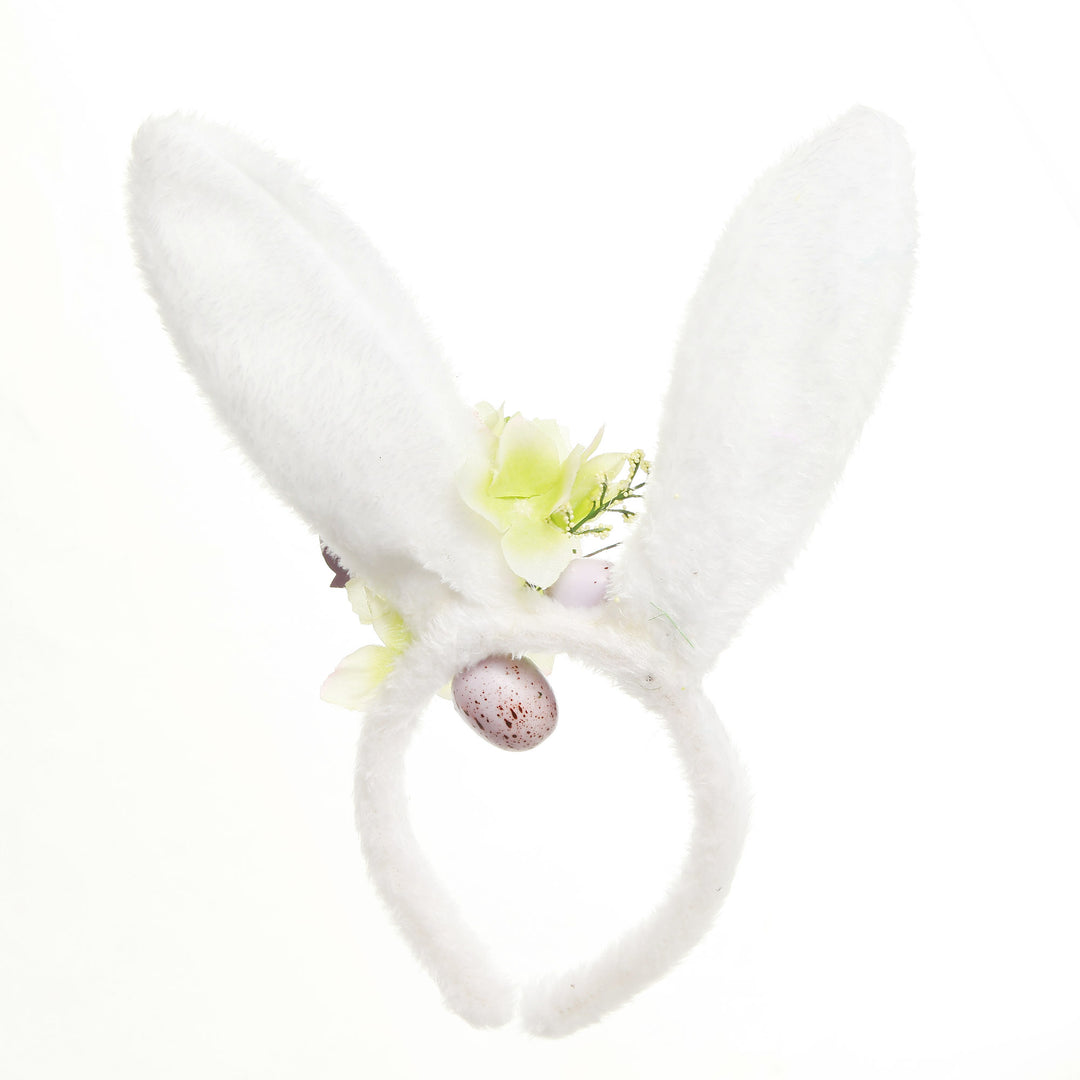 Personalised White Fluffy Bunny Ears Easter Headband
