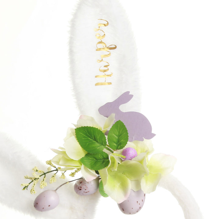 Personalised White Fluffy Bunny Ears Easter Headband
